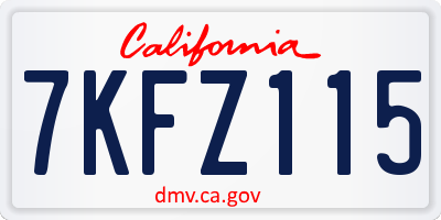 CA license plate 7KFZ115