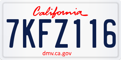 CA license plate 7KFZ116