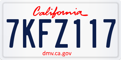 CA license plate 7KFZ117