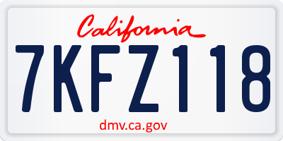 CA license plate 7KFZ118