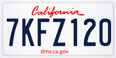 CA license plate 7KFZ120