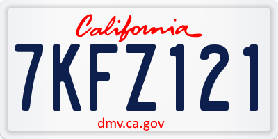 CA license plate 7KFZ121