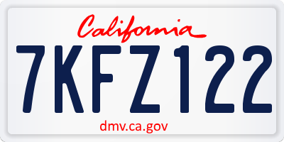 CA license plate 7KFZ122