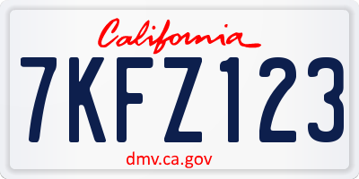 CA license plate 7KFZ123