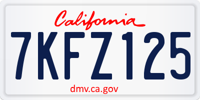CA license plate 7KFZ125