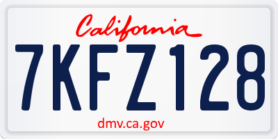 CA license plate 7KFZ128