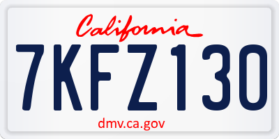 CA license plate 7KFZ130