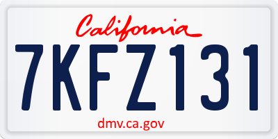 CA license plate 7KFZ131