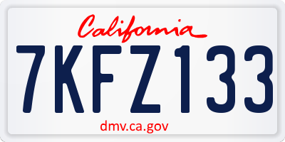 CA license plate 7KFZ133