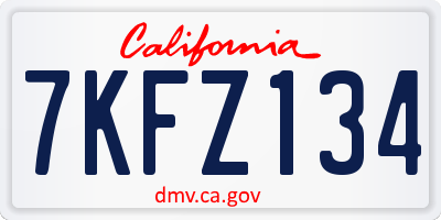 CA license plate 7KFZ134
