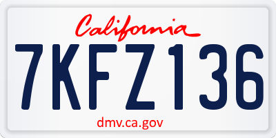 CA license plate 7KFZ136