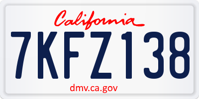 CA license plate 7KFZ138