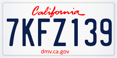 CA license plate 7KFZ139