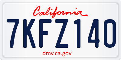 CA license plate 7KFZ140