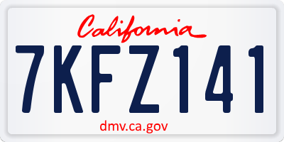 CA license plate 7KFZ141