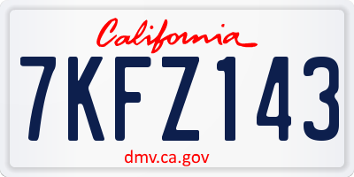 CA license plate 7KFZ143