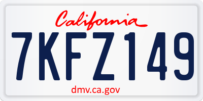 CA license plate 7KFZ149