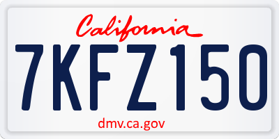 CA license plate 7KFZ150