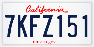 CA license plate 7KFZ151
