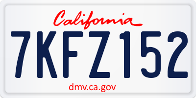 CA license plate 7KFZ152