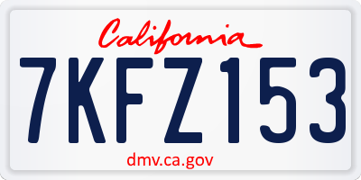 CA license plate 7KFZ153