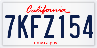 CA license plate 7KFZ154