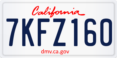 CA license plate 7KFZ160