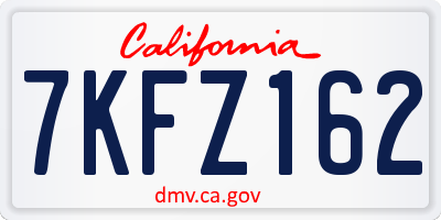 CA license plate 7KFZ162