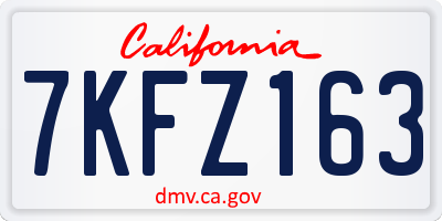 CA license plate 7KFZ163