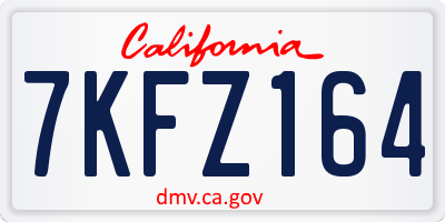CA license plate 7KFZ164