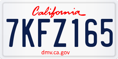 CA license plate 7KFZ165