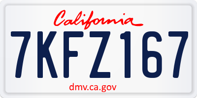 CA license plate 7KFZ167