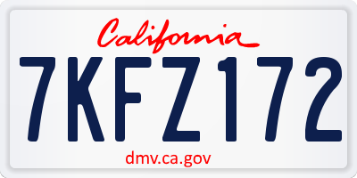 CA license plate 7KFZ172