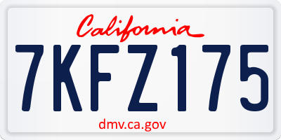 CA license plate 7KFZ175