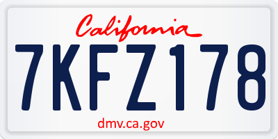 CA license plate 7KFZ178