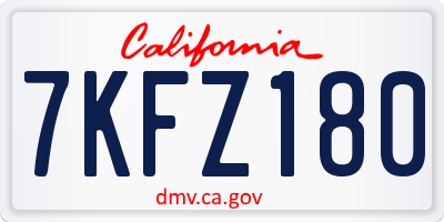 CA license plate 7KFZ180