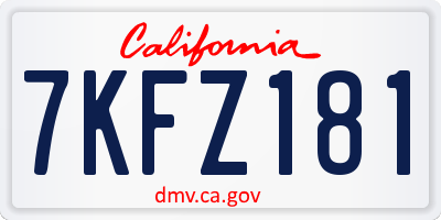 CA license plate 7KFZ181