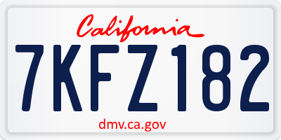 CA license plate 7KFZ182