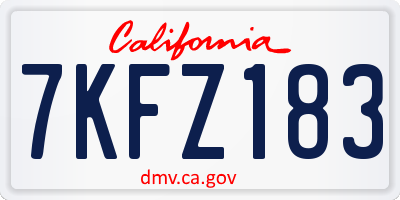 CA license plate 7KFZ183