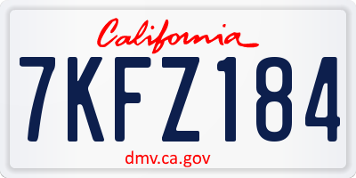 CA license plate 7KFZ184