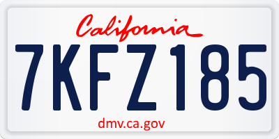 CA license plate 7KFZ185