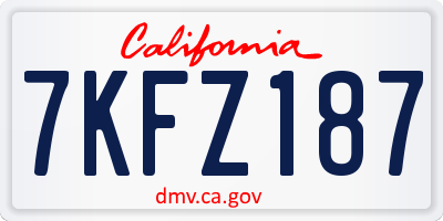 CA license plate 7KFZ187