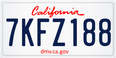 CA license plate 7KFZ188