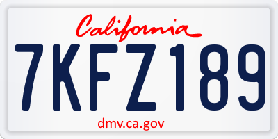 CA license plate 7KFZ189