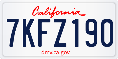 CA license plate 7KFZ190