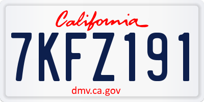 CA license plate 7KFZ191