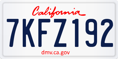 CA license plate 7KFZ192
