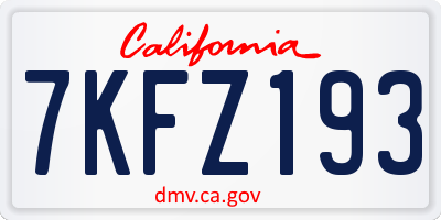 CA license plate 7KFZ193