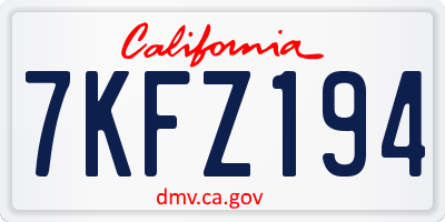 CA license plate 7KFZ194