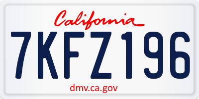 CA license plate 7KFZ196